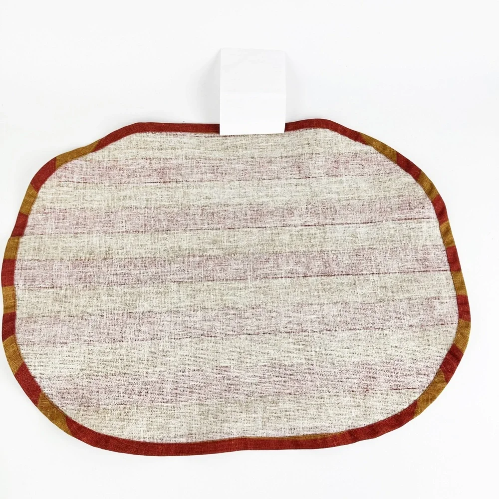 NEW IKEA Krosamos Orange Red Striped Placemat Oblong 17.75
